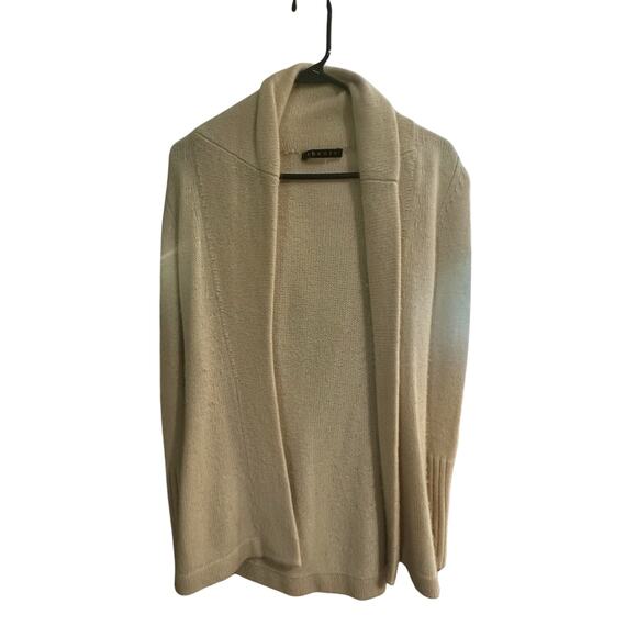 Theory Nobiz Cashmere Open Cardigan Sweater Size Small Cream Luxury Mid Length - Picture 1 of 5